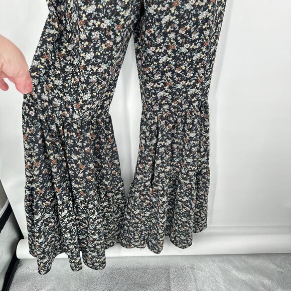Boho Jumpsuit Medium Floral Tie‎ Strap Retro 70's Vibe Flare Wide Leg Festival - Picture 3 of 10
